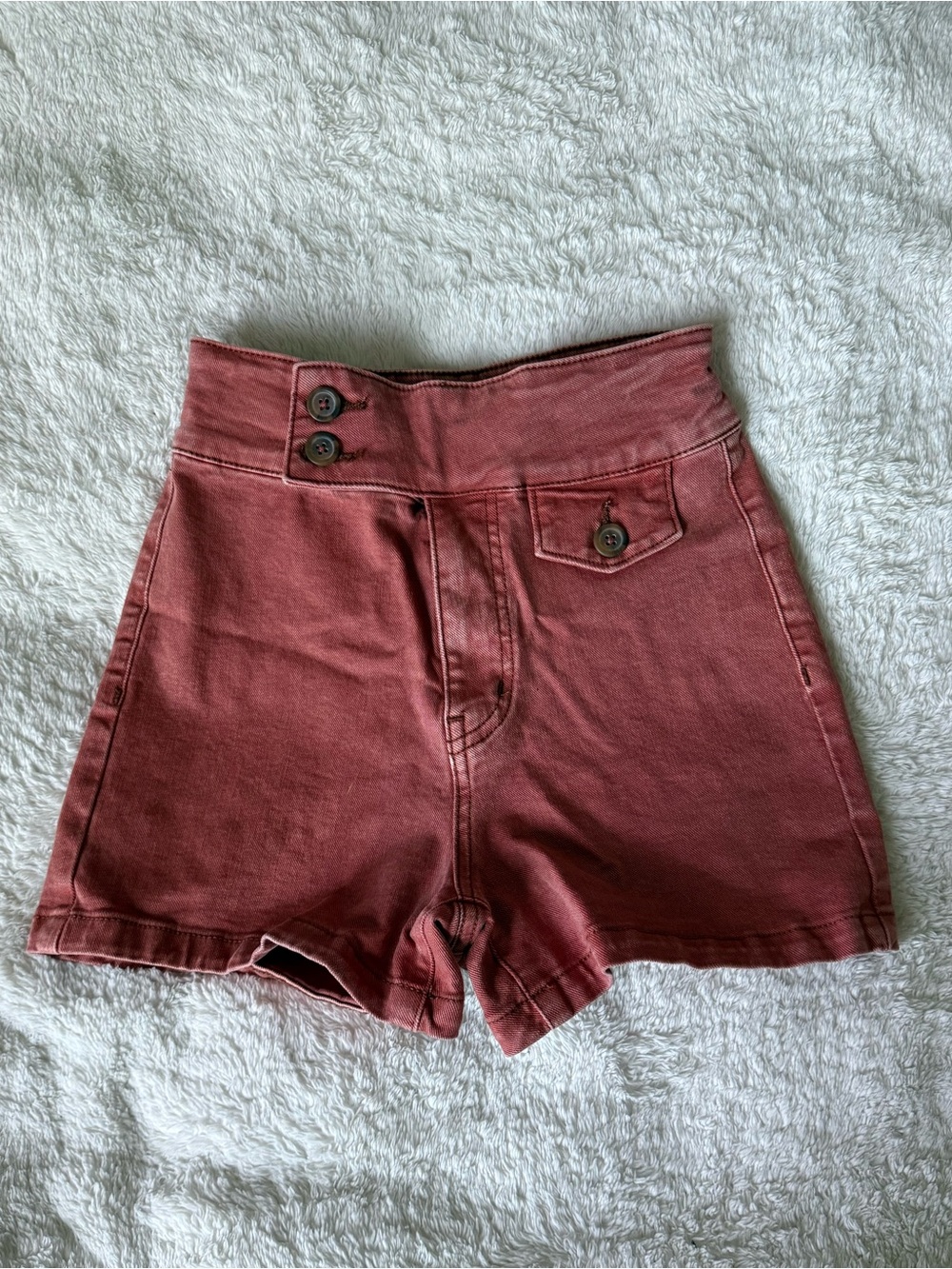 Free People High-Waist Rust Shorts